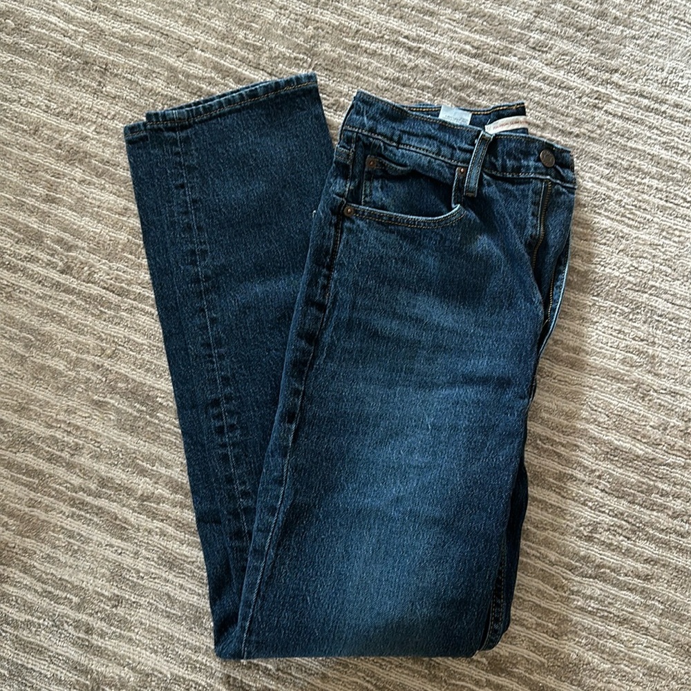 Levi jeans, 70’s High Slim Straight. 3 pair- dark wash, and 2 medium.
